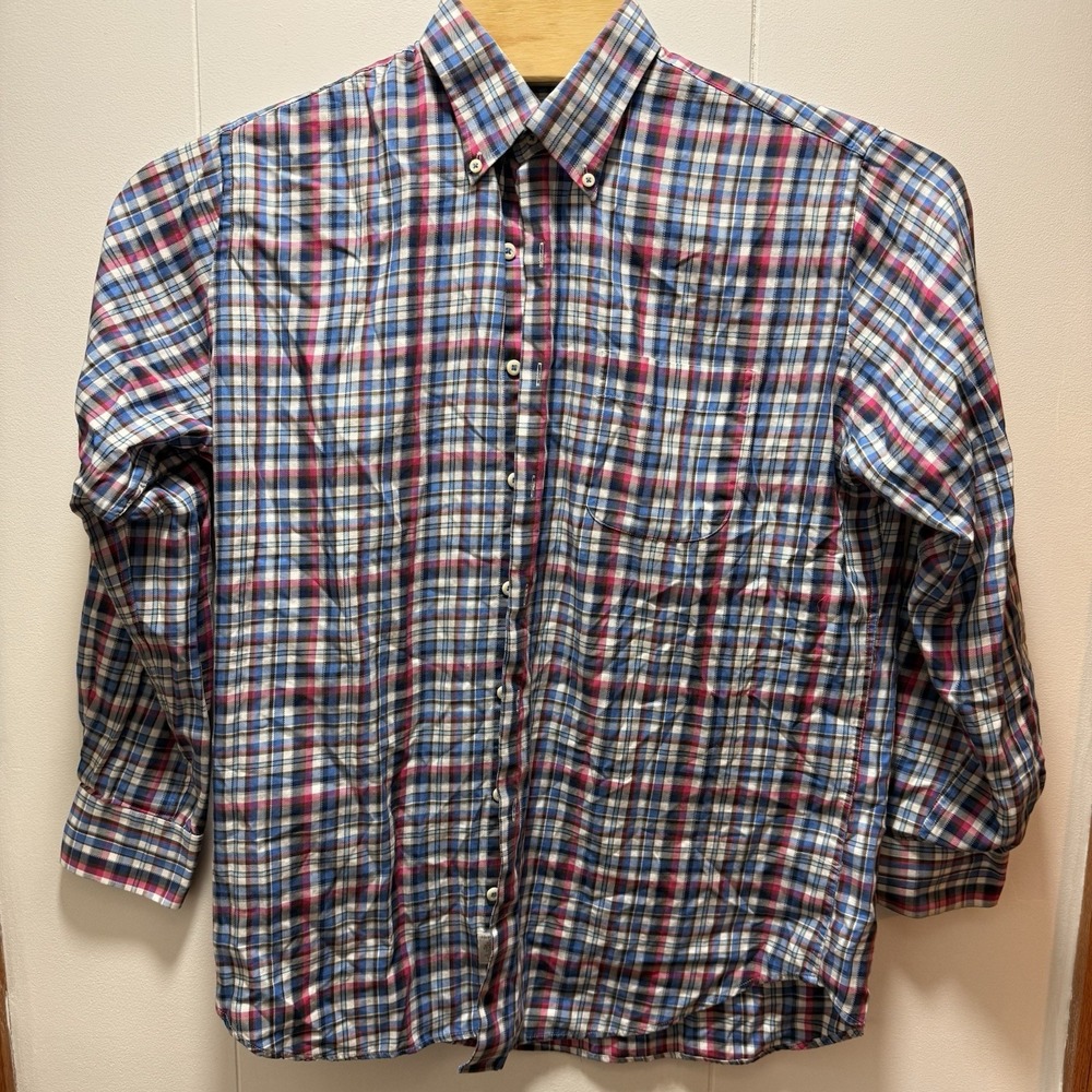 Peter Millar Shirt‎ Size Large Men's Long Sleeve Button Down Multi Color Plaid